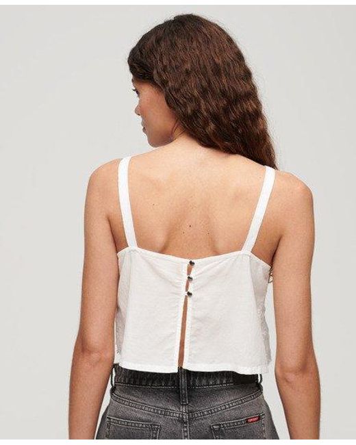 Superdry White Ibiza Embroidered Cami Top