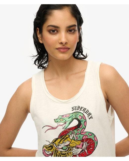 Superdry White & Co Neo Trad Tattoo Scoop Neck Tank Top