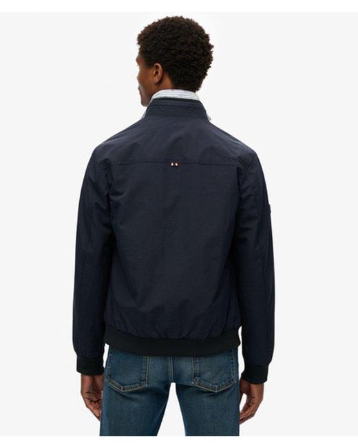 Superdry Blue Nylon Harrington Jacket for men
