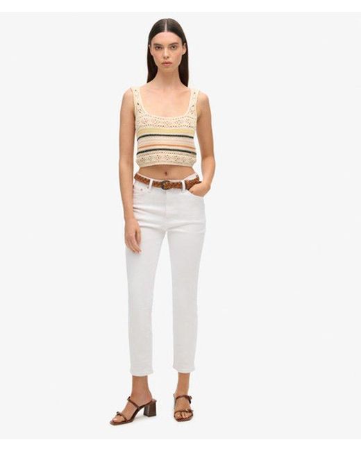 Superdry Kort Gehaakt Hemdtopje Met Vetersluiting in het Multicolor