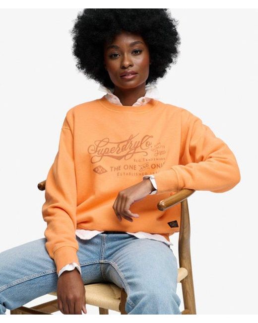 Superdry Orange & Co Industry Worker Loose Crew Sweatshirt