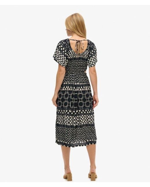 Superdry Black & Co Printed Cut Out Midi Dress