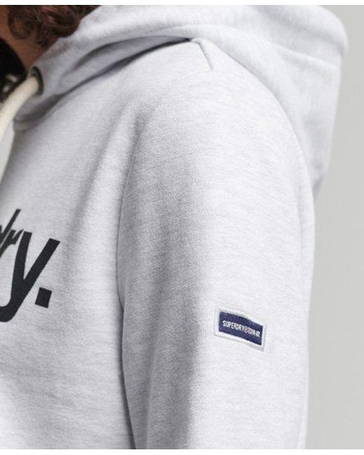 Superdry White Classic Core Logo Unbrushed Hoodie, Size: 6