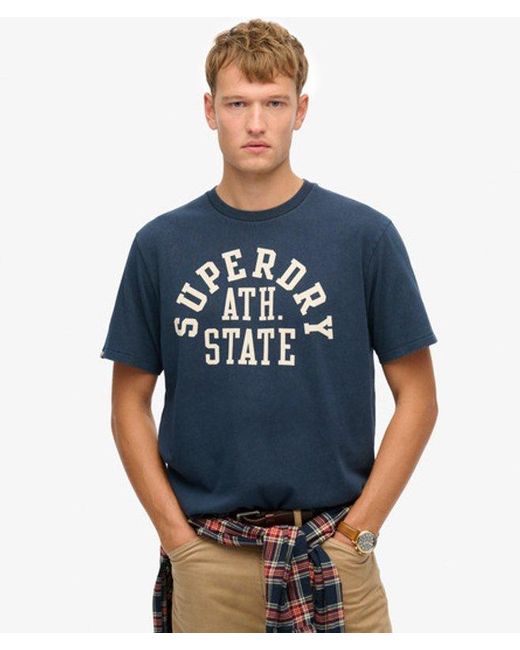 Superdry Blue Vintage Athletic Essential Graphic T-Shirt for men