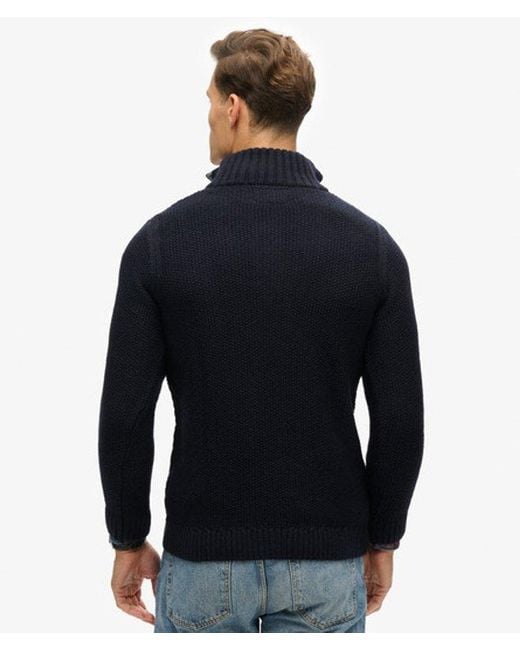 Superdry Blue & Co Slim Fit Cable Knit Jacob Half Zip Jumper for men