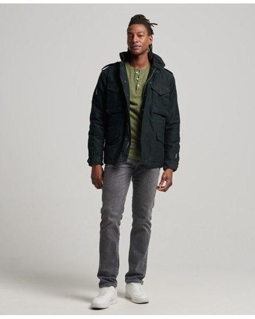 Superdry Black Military M65 Field Borg Lined Jacket for men