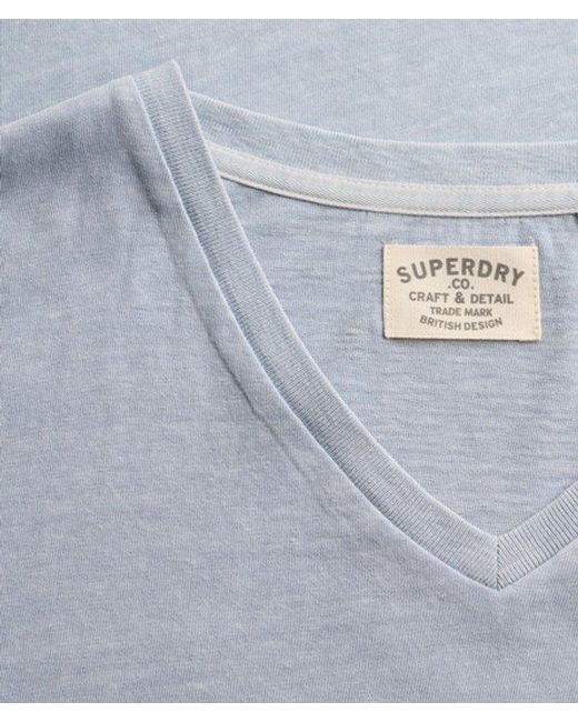 Superdry Blue & Co Classic Cotton Linen V-neckline T-shirt for men