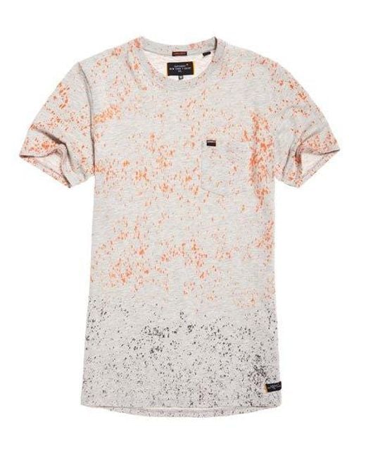 Superdry White Tropics Longline T-Shirt Marl Splatter for men