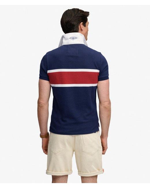 Superdry Blue & Co Double Emblem Jersey Short Sleeve Rugby Polo Top for men
