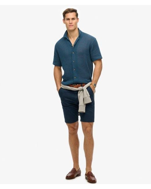 Superdry Blue Knitted Texture Shirt for men