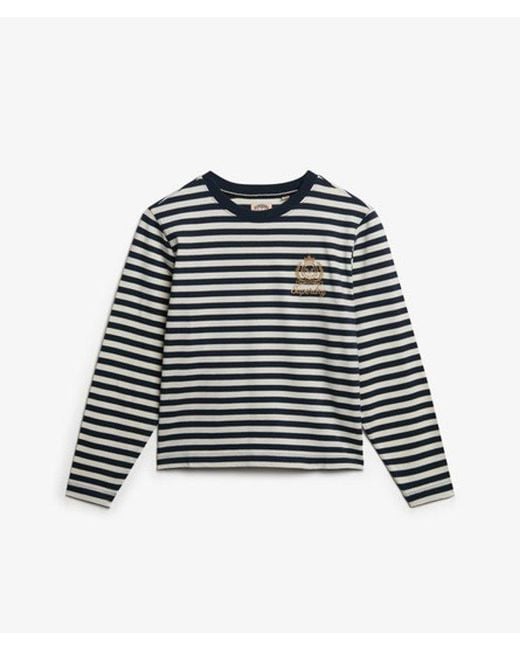 Superdry Blue & Co Country Club Long Sleeve Stripe Top