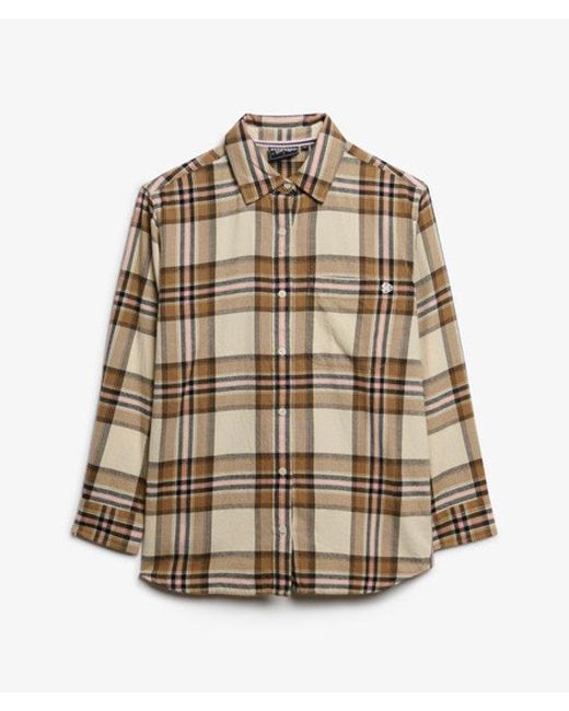 Superdry Brown Check Flannel Boyfriend Shirt