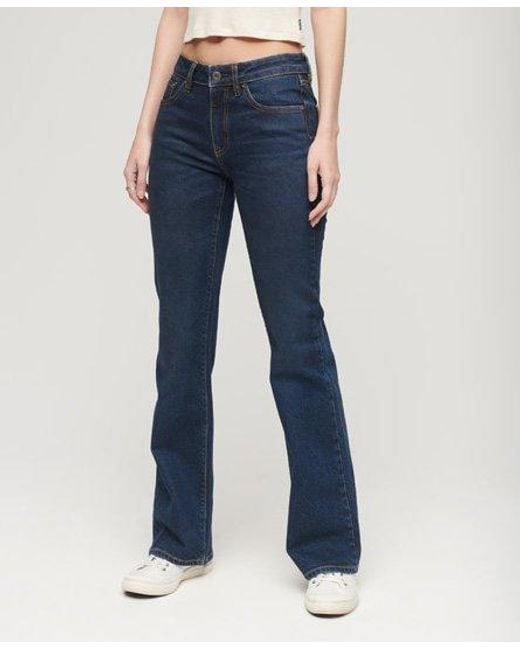 Superdry Blue Vintage Mid Rise Slim Flare Jeans