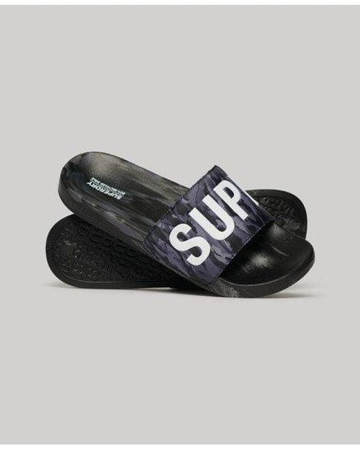 Sandales de piscine à motif camouflage véganes Superdry pour homme en coloris Black