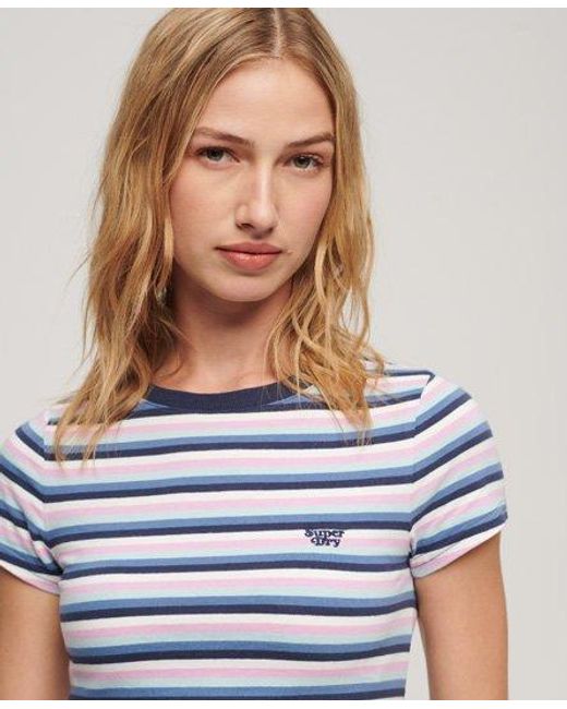 Superdry Blue Vintage Stripe Crop T-shirt