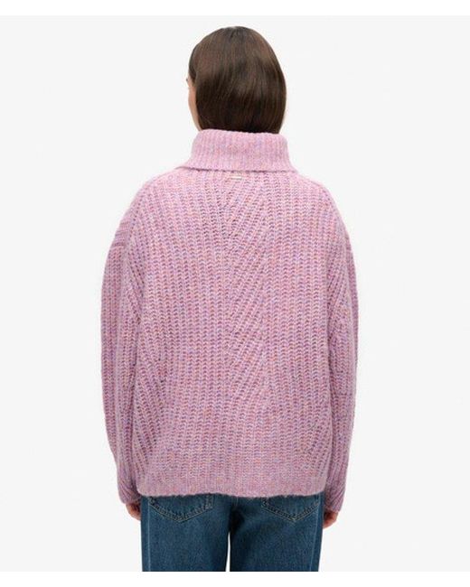 Superdry Pink & Co Brushed Rib Slouch Neck Jumper