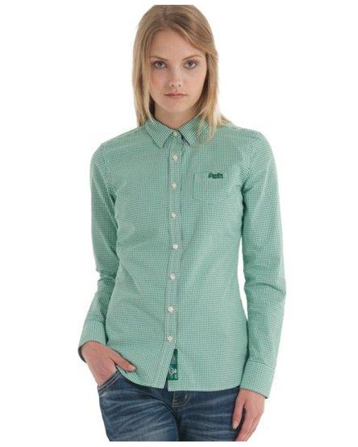 Superdry Green Premium Dress Shirt Tudor Jade Gingham