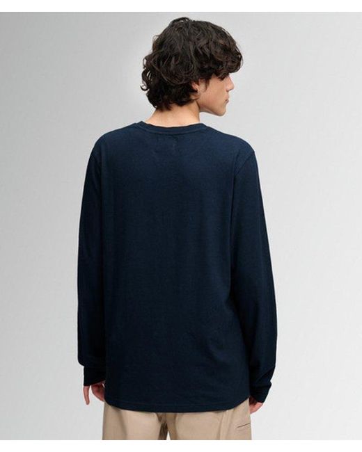 Superdry Blue & Co Cotton Linen Long Sleeve Pocket Top for men