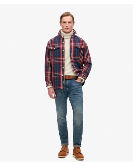 Superdry Red & Co Checked The Merchant Store Heavy Long Sleeve Shirt for men