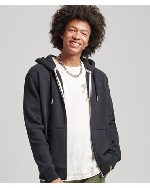 Superdry Black & Co Organic Cotton Vintage Logo Embroidered Zip Hoodie for men