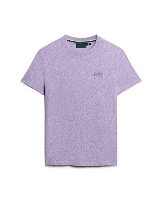 Superdry Purple Classic Embroidered Organic Cotton Essential Logo T-shirt for men