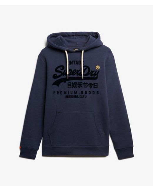 Superdry Blue & Co Vintage Logo Tonal Hoodie for men