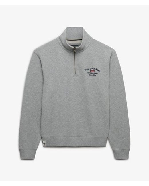 Superdry Gray & Co Athletic Essentials Graphic Half Zip Sweatshirt