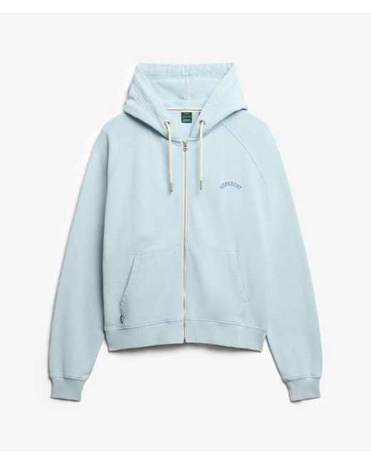 Superdry Blue Essential Logo Oversized Raglan Zip Hoodie