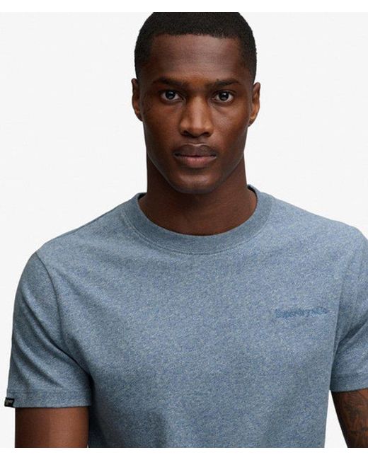 Superdry Blue & Co Essential Company Logo Embroidered T-shirt for men