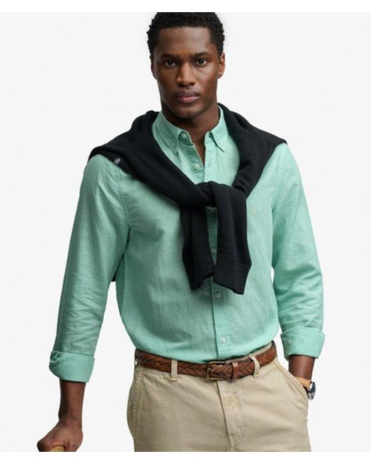 Superdry Green & Co Cotton Linen Long Sleeve Shirt for men