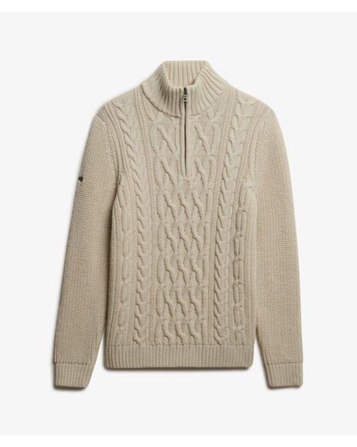 Superdry Natural & Co Jacob Cable Knit Half Zip Jumper for men
