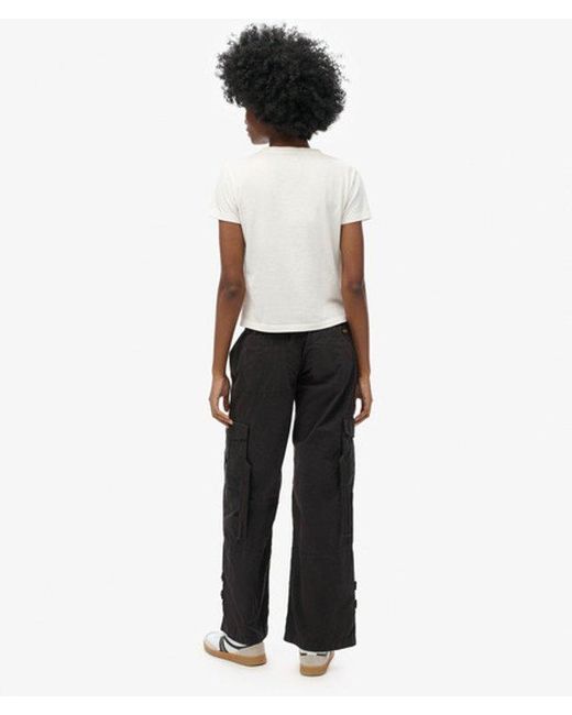 Superdry Black Low Rise Wide Leg Cargo Pants