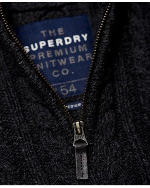 Superdry Black Jacob Heritage Henley Jumper /Charcoal Twist for men
