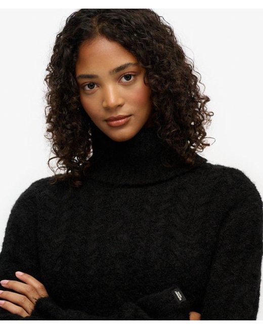 Superdry Black & Co Cable Roll Neck Jumper