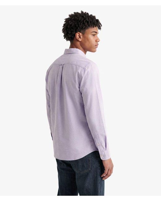 Superdry Purple & Co Preppy Oxford Long Sleeve Shirt for men