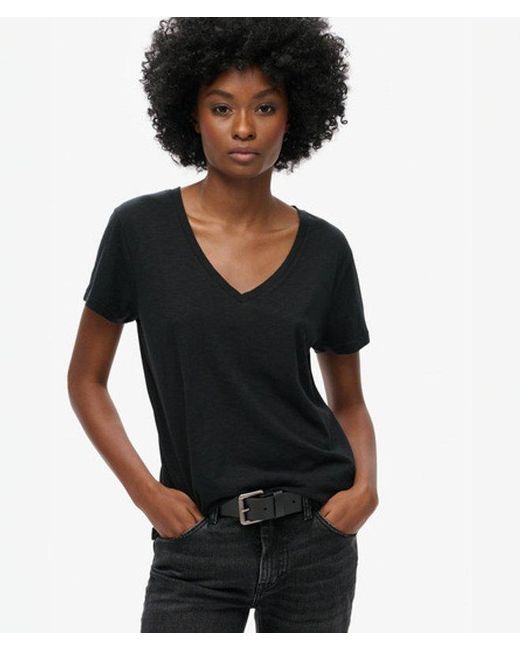 Superdry Black & Co Classic Slub Embroidered V-neck T-shirt