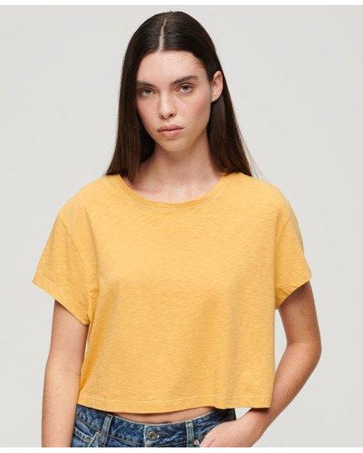 T-shirt court ample Superdry en coloris Yellow