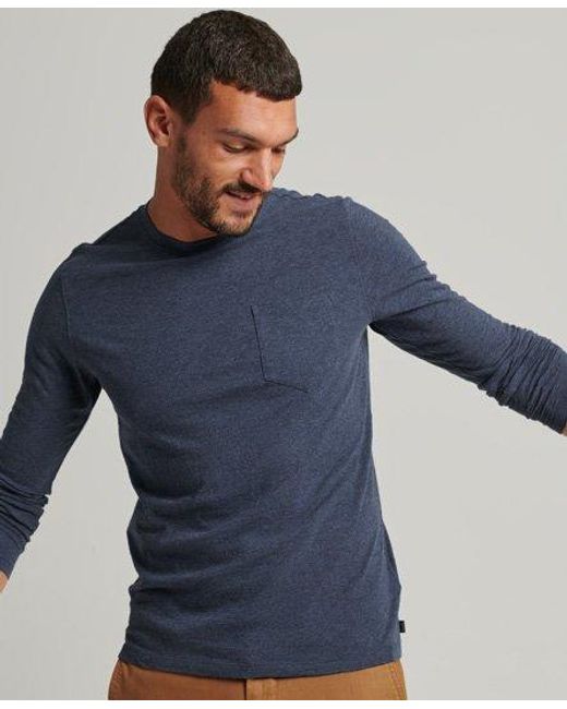 Superdry Blue Long Sleeve Slub Jersey Top Atlantic Marl for men
