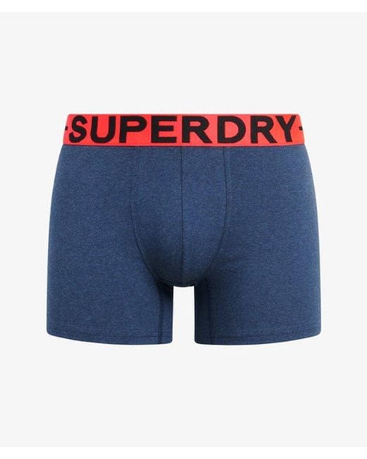 Superdry Blue Organic Cotton Boxer Triple Pack for men