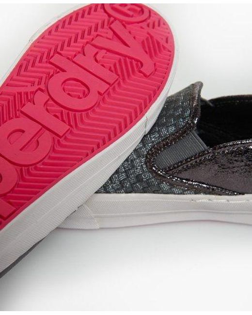 Superdry Red Elaina Slip On Sneakers Pewter Metallic