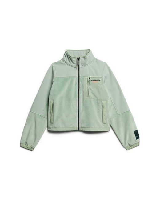 Superdry Green Ladies Classic Embroidered Hybrid Trekker Jacket