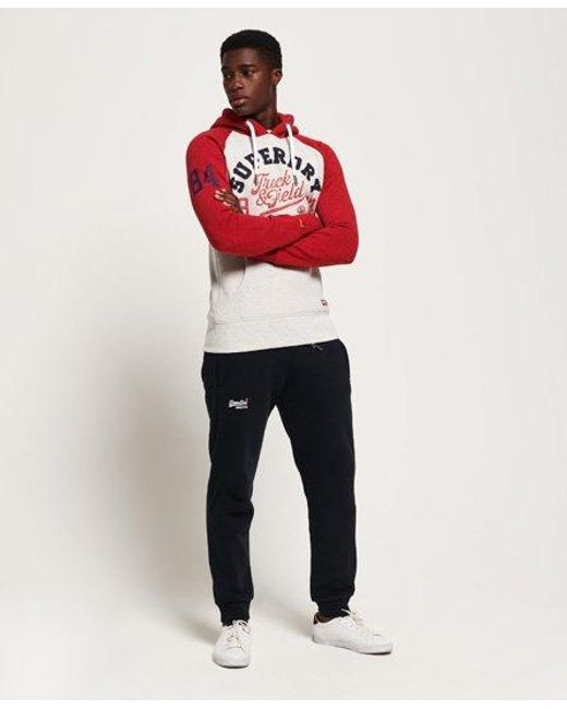 Superdry Red Track & Field Raglan Hoodie Ice Yarn Dye Grit/Detroit Grit for men
