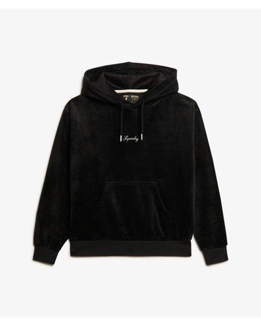 Superdry Black & Co Country Club Velour Loose Hoodie