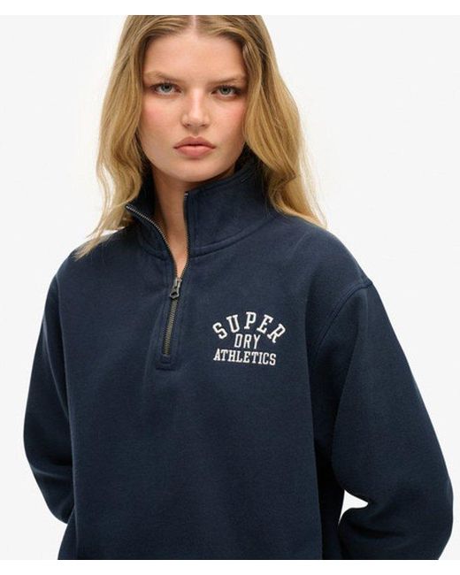 Superdry Blue Athletic Essentials Half Zip Jumper