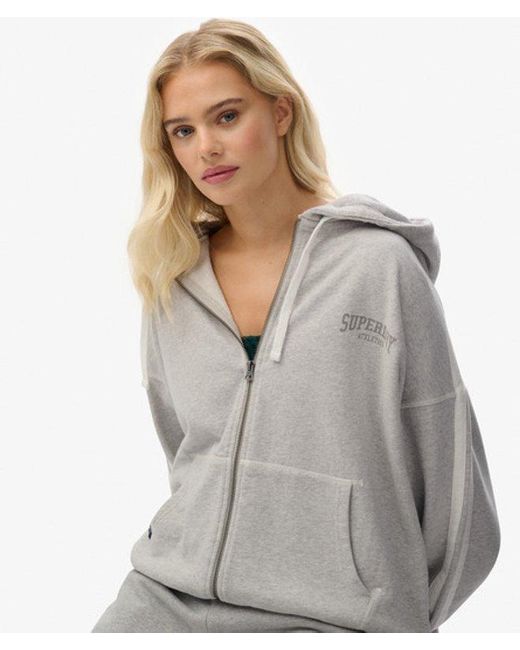 Superdry Athletic Essentials Hoodie Met Losse Pasvorm En Rits in het Gray