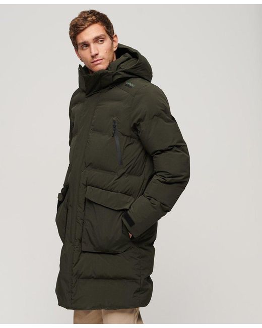 Superdry Hooded Longline Padded Jacket in Green for Men Lyst