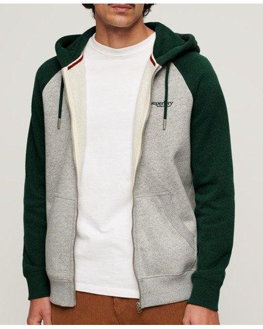 Superdry Essential Baseball-hoodie Met Rits in het Green voor heren