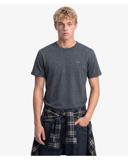 Superdry Blue & Co Essential Stacked Logo Embroidered T-shirt for men