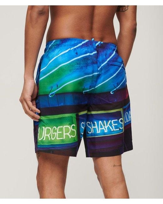 Superdry Blue & Co Photographic 17-inch Recycled Swim Shorts for men