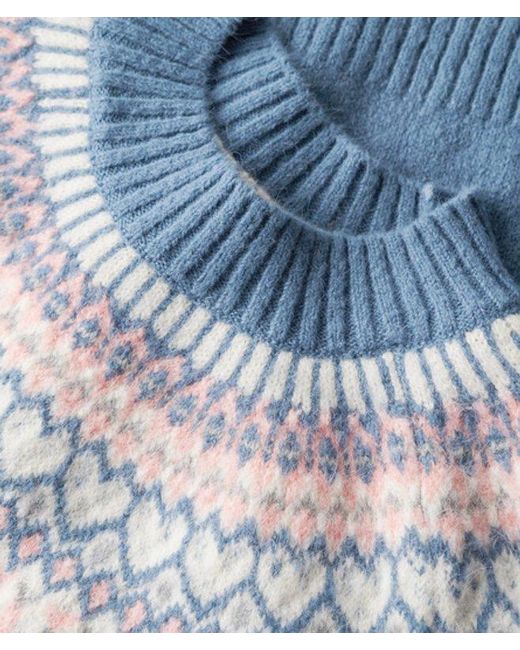 Superdry Blue & Co Loose Fit Fairisle Slouchy Pattern Jumper